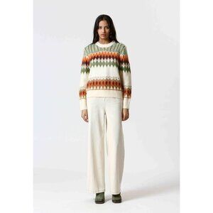 The Korner Women's Crewneck Knit Sweater in Green Combo - Sz M/L - NWT